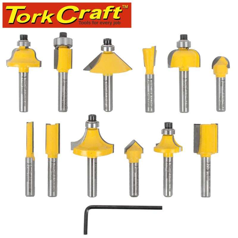 TORK CRAFT - ROUTER BIT SET 12PC 1/4"  STRAIGHT &  PROFILETC20506