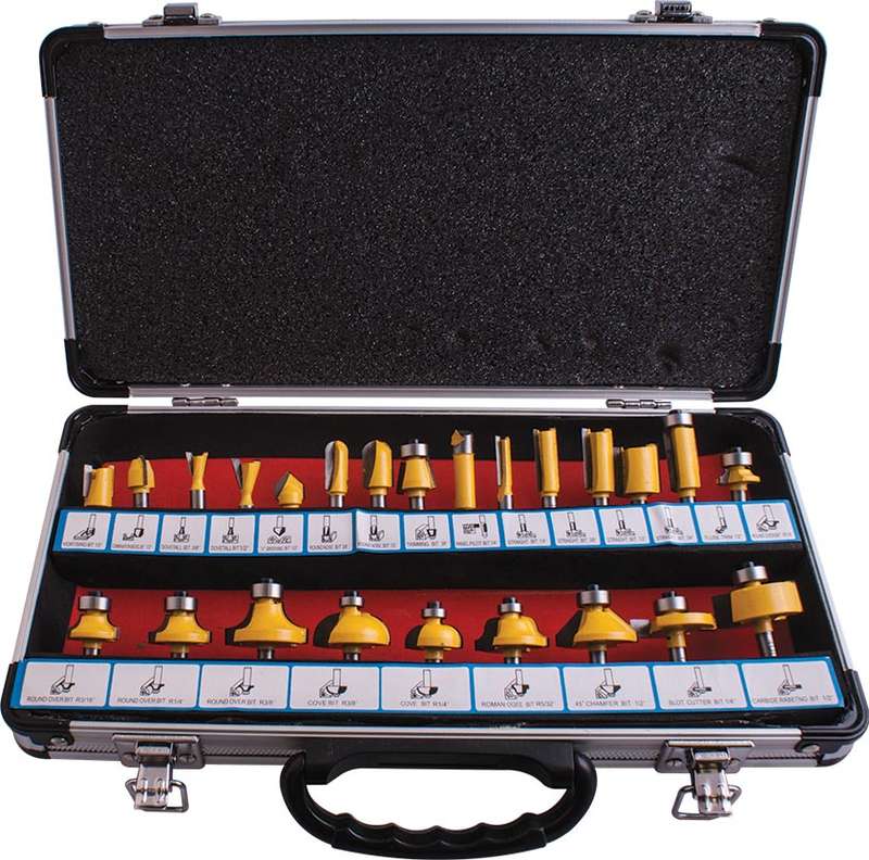 TORK CRAFT - ROUTER BIT SET 24PC ALUM.CASE 1/4" TC20507