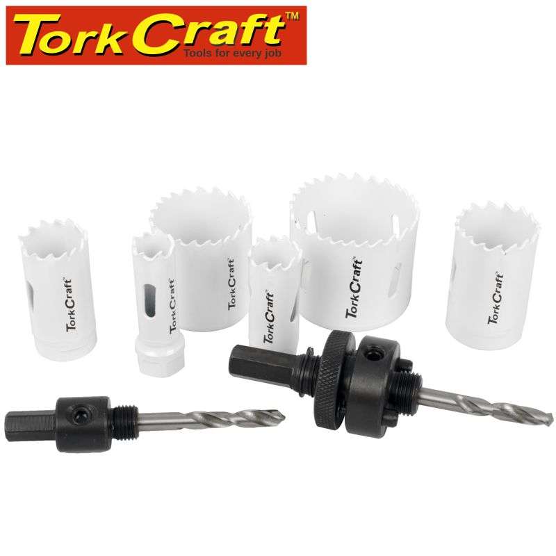 TORK CRAFT - HOLESAW SET 9PC IN ALUM CASE BI-METAL 16 20 25 32 40 51MMTCHSK09E-1
