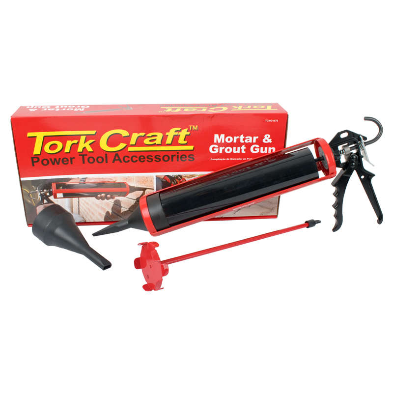 TORK CRAFT - MORTAR &  GROUT GUN 1000ML 310MM 2000N C/W 2 X NOZZLE &  MIXERTCMG1570