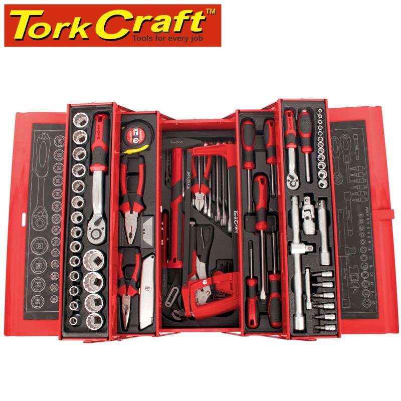 TORK CRAFT - TRADESMAN CANTILEVER TOOL BOX 88PC 5 X TRAY 468X200X203MMTCTB088