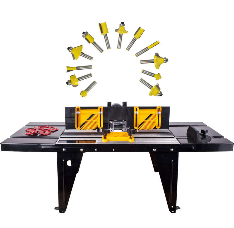 TORK CRAFT - ROUTER TABLE RT001 C/W 12PC 1/4 SHANK ROUTER BIT SET DY012B AGTORKIT004