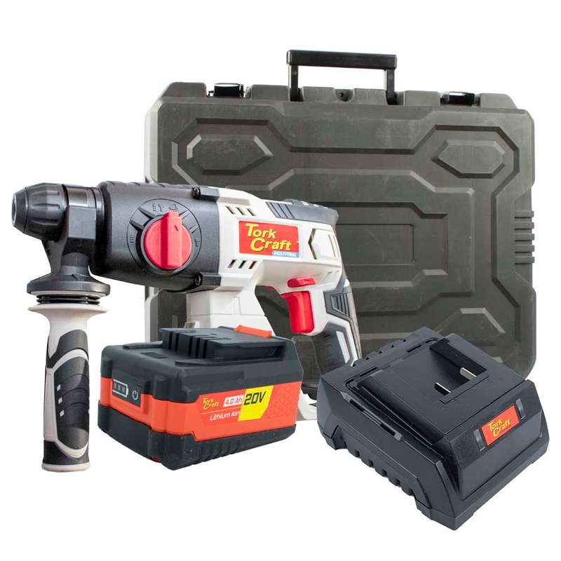 TORK CRAFT - ROT.HAMMER SDS 20V TC20190 C/W STD. CHARG. &  4.0AH BATTERYTORKIT018