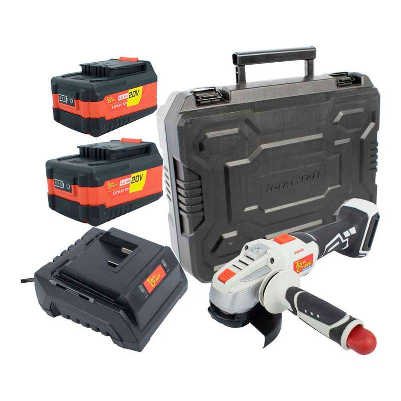 TORK CRAFT - ANGLE GRINDER 20V 115MM C/W STD. CHARG. &  2 X 4.0AH BATTERIESTORKIT019