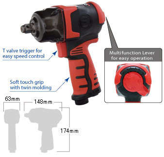 SHINANO AIR TOOLS - 1/2"Sq. Drv. Impact Wrench - 1610