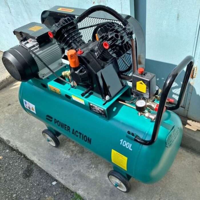 POWER ACTION -  Air compressor, belt driven, twin head, 8 bar -  AC100B