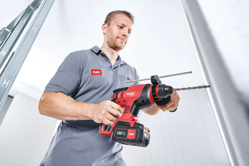 FLEX - "SDS+ Rotarty Hammer Set, 2 x 5.0Ah battery, i-charger, in CC" - CHE 18.0-EC/5.0 Set