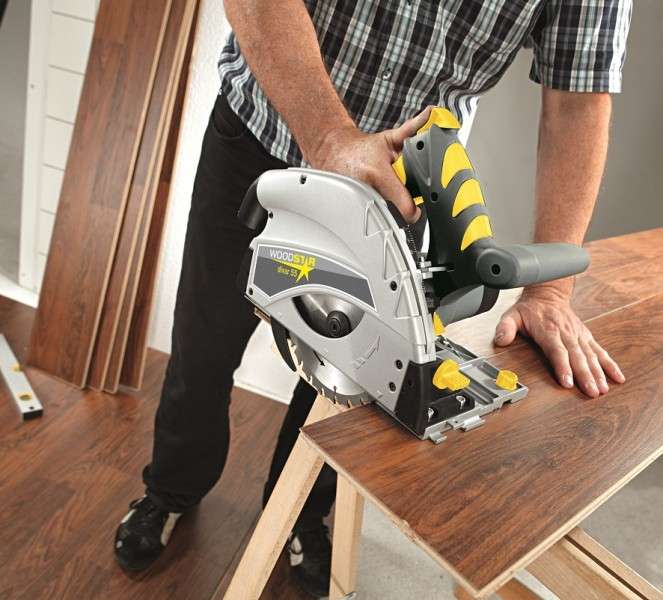POWER ACTION -  Plunge circular saw system c/w 1400mm guide rail & clamping kit  -  DIVAR 55