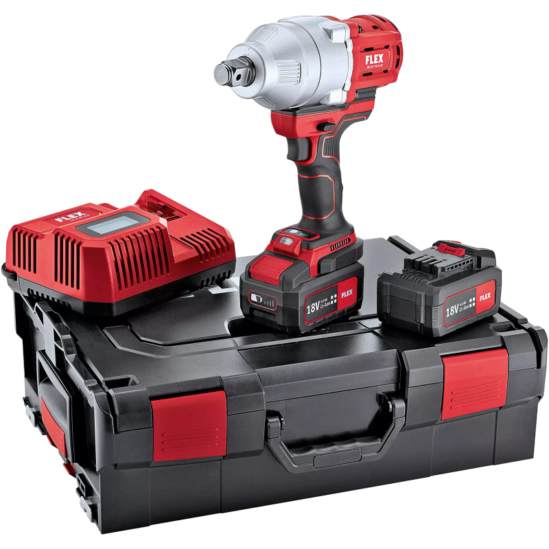 FLEX - Cordless Impact drill 18V c/w 2x 5.0Ah batteries & intelligent charger. - IW 3/4" 18.0-EC/...