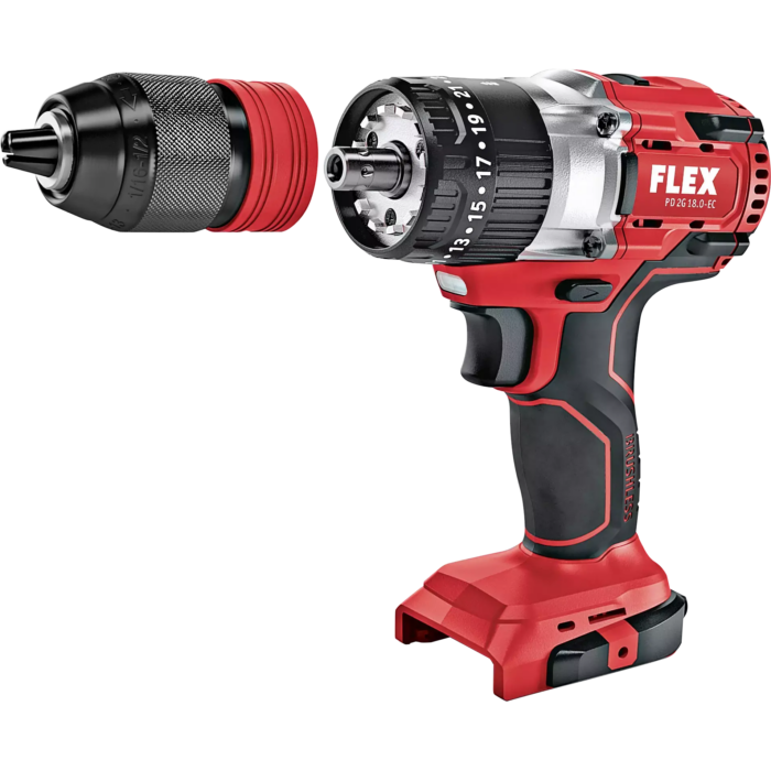 FLEX - "2 Speed Brushless cordless hammer drill set c/w 2x 5.0Ahbatteries & charger in a carry ca...