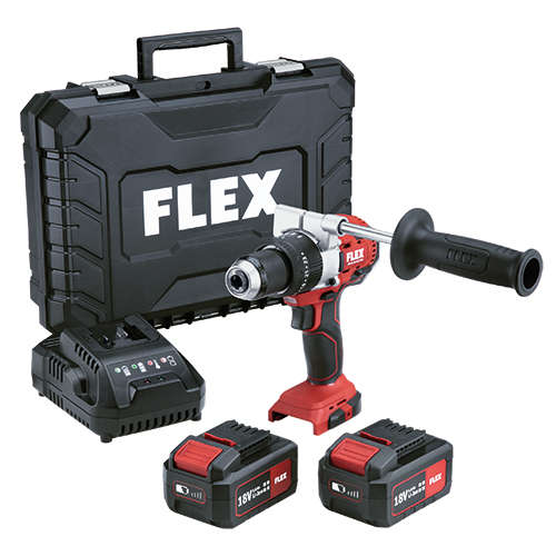 FLEX - "2 Speed Brushless cordless hammer drill set c/w 2x 5.0Ahbatteries & charger in a carry ca...