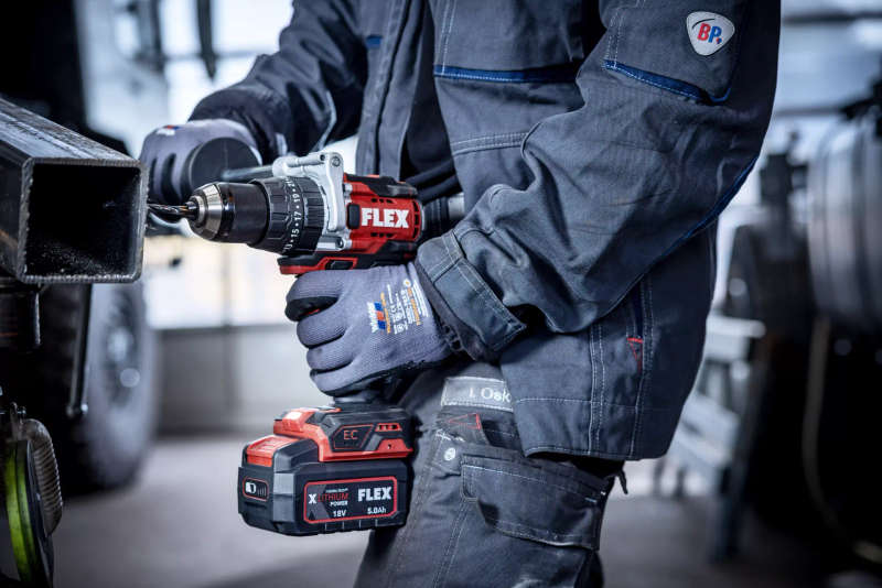 FLEX - 2 Speed brushless cordless impact drill 18V with turbo mode, 70/158Nm c/w 2x 5.0Ah batteri...