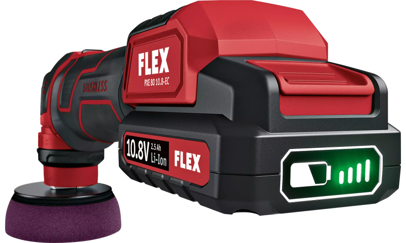 FLEX - "The smart cordless polisher 10,8V, brushless, rotary and random orbital free-running, 0.6...
