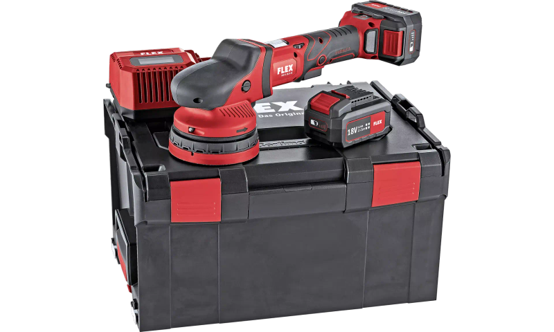 FLEX - Random Orbital Polisher with Positive-Action Drive, brushless, 2x 5.0Ah battery, i-charger...