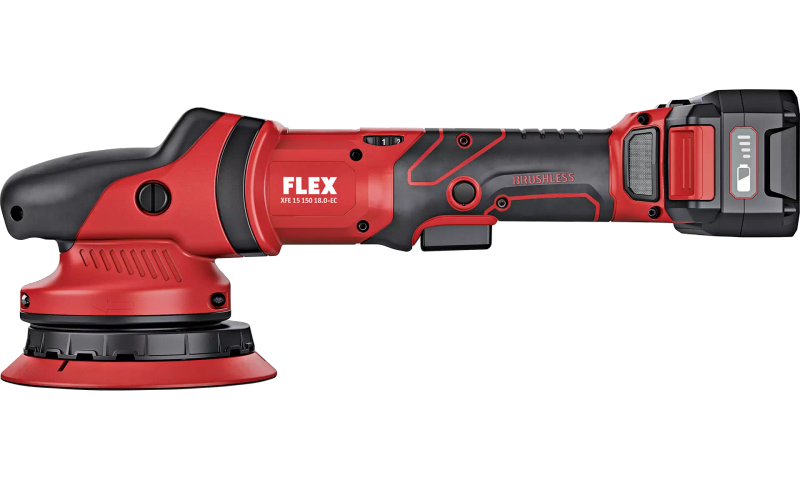 FLEX - "Random Orbit Polisher Set, brushless, 2 x 5.0Ah battery, i-charger,  in CC" - XFE15_18EC_SET