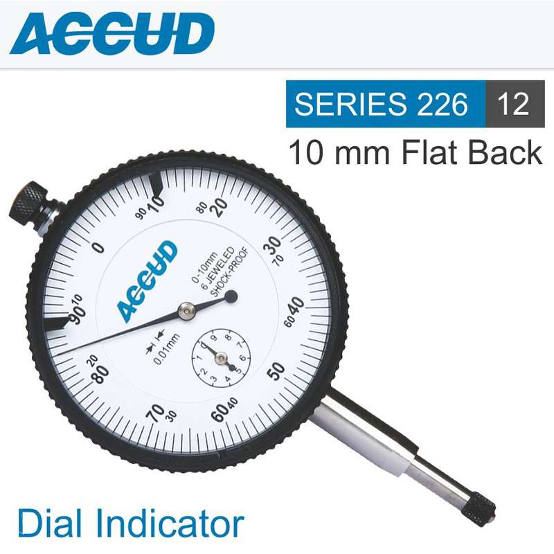 ACCUD - SHOCKPROOF DIAL INDICATOR FLAT BACK 10MMAC226-010-12