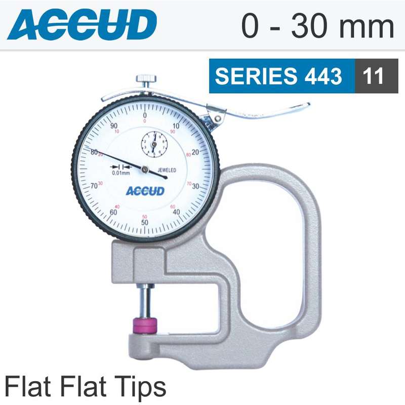 ACCUD - THICKNESS GAUGE 30MM 0.03MM ACC. CERAMIC ANVIL 0.01MM GRAD.AC443-030-11