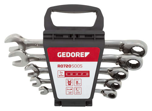GEDORE RED - Combination ratchet spanner set reversible 8-19mm 5pcs  3300872