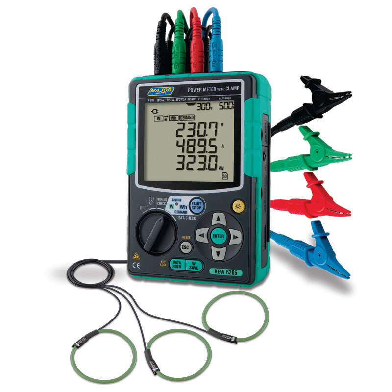 MAJOR-TECH - Compact Power Meter c/w 3x K8130 Flexi ClampsK6305-03