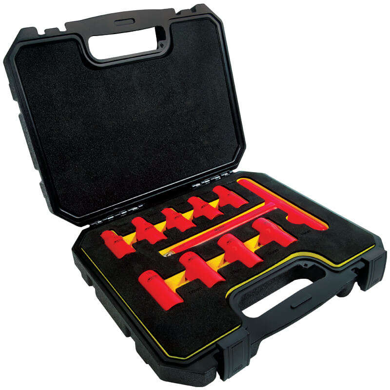 MAJOR-TECH - 10 Piece T-Handle Spanner Socket Set, 1000V EN 60900KV-10SS