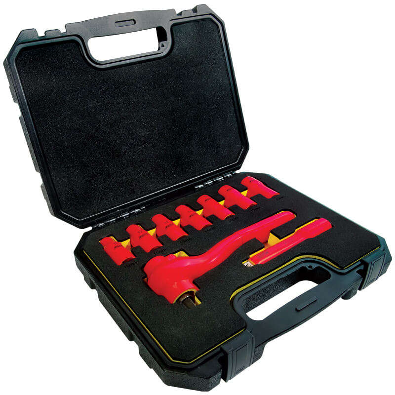 MAJOR-TECH - 9 Piece Ratchet Spanner Socket Set, 1000V EN 60900KV-9SS