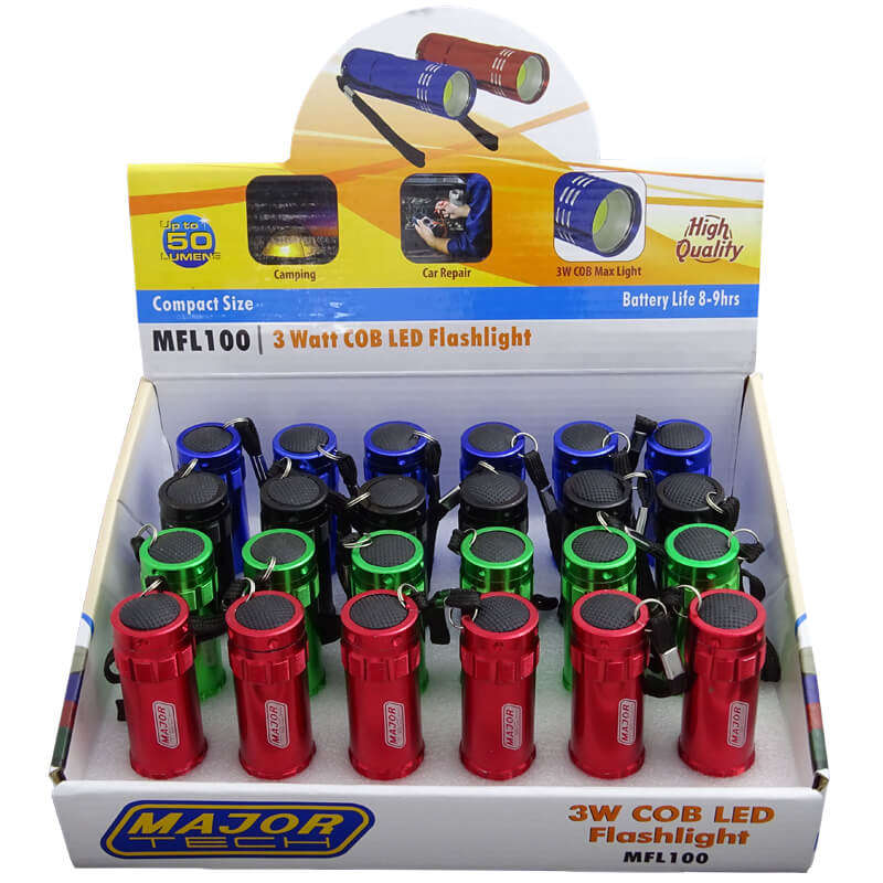 MAJOR-TECH - 24 Piece 3W COB LED FlashlightsMFL100B24