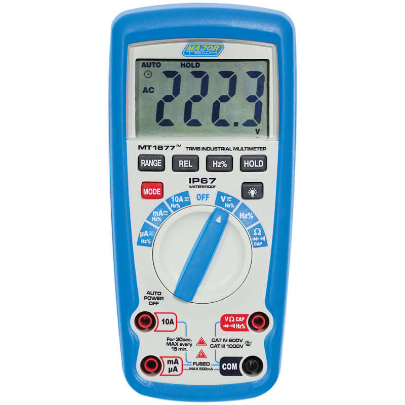 MAJOR-TECH - 1000V AC/DC IP67 TRMS Multimeter, CAT IV 600VMT1877