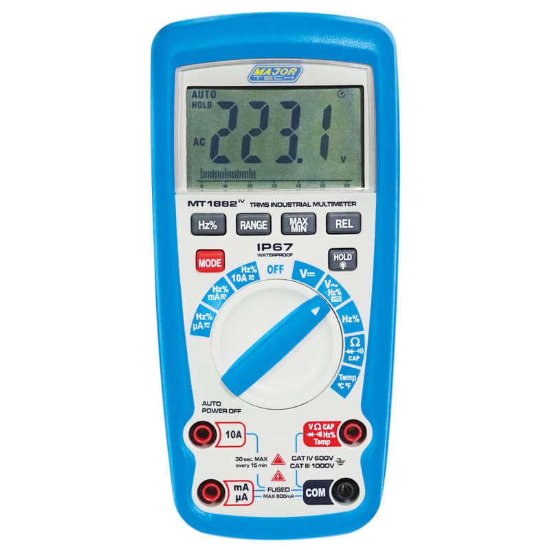 MAJOR-TECH - 1000V AC/DC IP67 TRMS Multimeter, CAT IV 600VMT1882