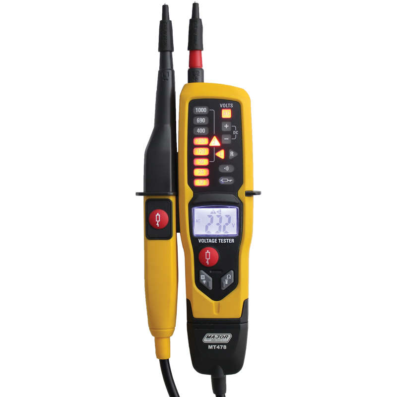 MAJOR-TECH - 1000A AC/DC LCD/LED Voltage Tester, CAT IV 600VMT478