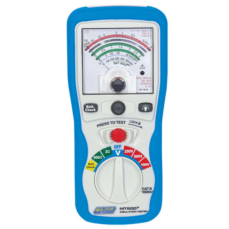 MAJOR-TECH - 250/500/1000V Analogue Insulation Tester, CAT IV 600VMT500