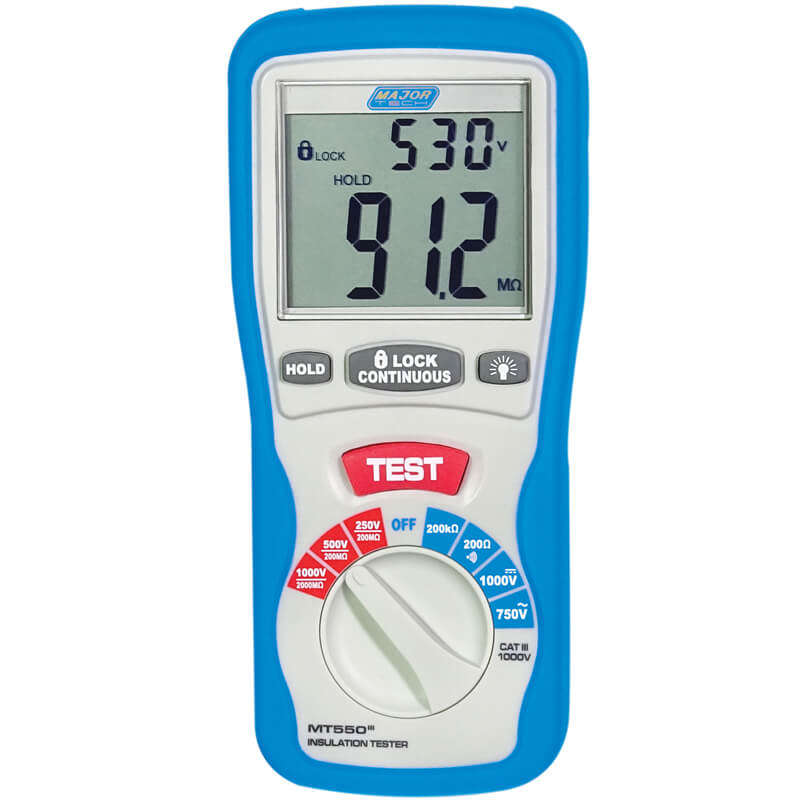 MAJOR-TECH - 250/500/1000V Digital Insulation Tester, CAT IV 600VMT550