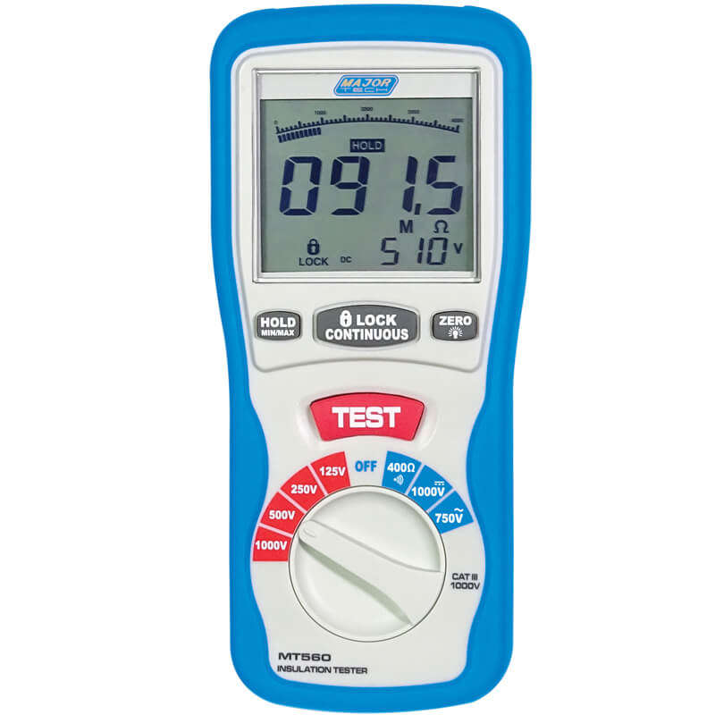 MAJOR-TECH - 125/250/500/1000V Digital Insulation Tester, CAT IV 600VMT560