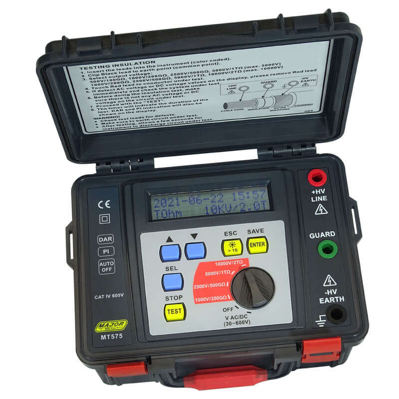 MAJOR-TECH - 1000V/2.5KV/5KV/10KV Digital Insulation Tester, CAT IV 600VMT575