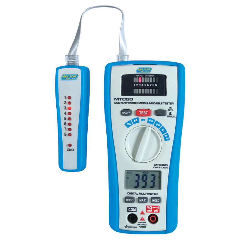 MAJOR-TECH - 2-in-1 LAN Tester & Multimeter, CAT III 300VMTC50