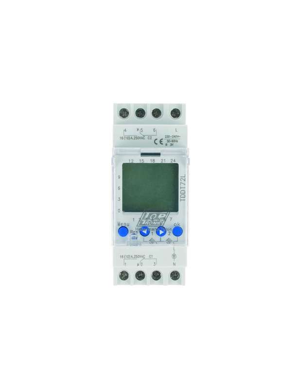 HellermannTyton Timer Digital 7 Day Dual Relay Din Rail MountedTDDT72L