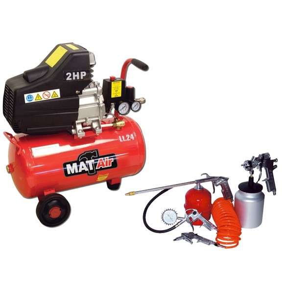 MATAIR - COMPRESSOR KIT 2HP 24L +5PC S/GUN AIR2000K