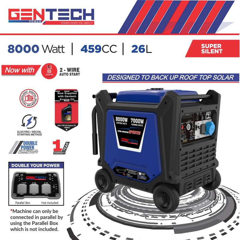 GENTECH INVERTER 8.0KVA W/WHEELS 8000IS    GEN1370