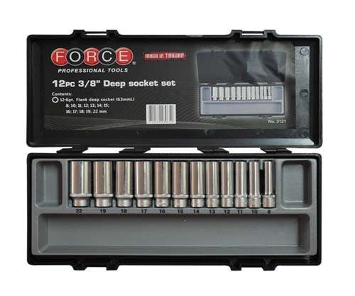 FORCE 3/8 DR 12PC DEEP SOCKET SET (63MM) 8-22MM   FO3121