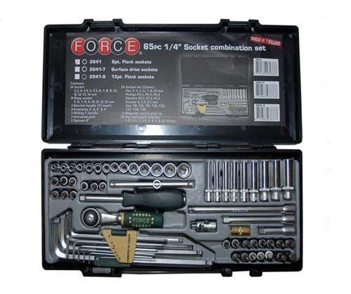 FORCE 1/4 DR 65PC COMBI SOCKET SET+ DEEP 3.2-14MM HEX PH PZ STAR 5-13   FO2641
