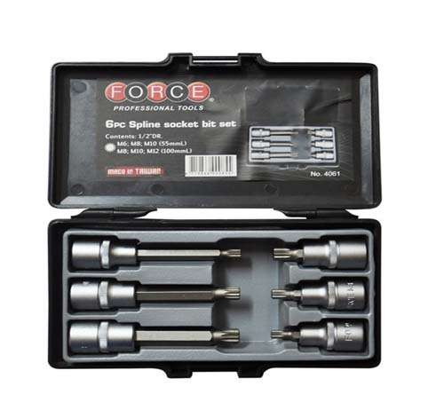 FORCE 1/2 DR 6PC SOCKET BIT SET SPLINE M6-M12   FO4061