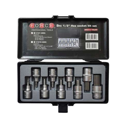 FORCE 1/2 DR 9PC SOCKET HEX BIT SET 4-17MM   FO4101