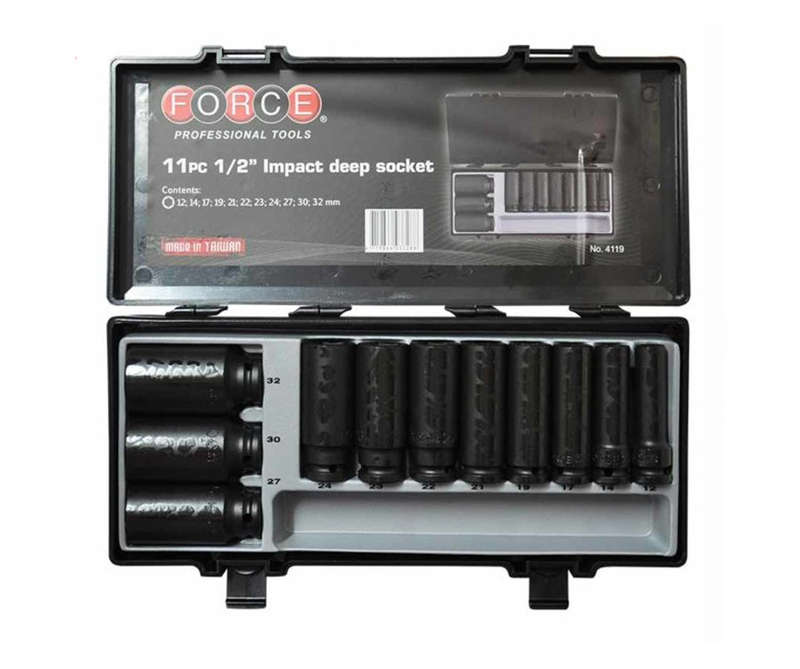 FORCE 1/2 DR 11PC DEEP IMPACT SOCKET SET   FO4119