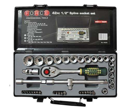 FORCE 1/2 DR 42PCE SPLINE SOCKET SET 10MM-32MM HEX STAR   FO4422Q