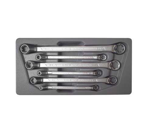 FORCE 6PC OFFSET 75DEG STAR RING WRENCH SET E6XE8 TO E20XE24  FO5065