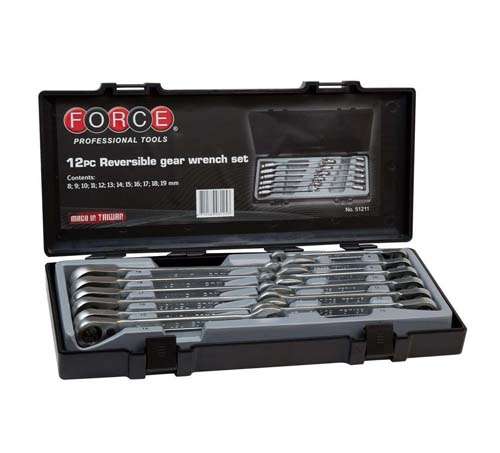 FORCE 12PC REVERSIBLE GEAR WRENCH SET 8-19MM  FO51211