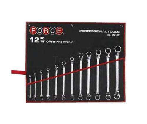 FORCE 12PC 75 DEG OFFSET RING WRENCH SET (IN POUCH) 6X7-30X32MM  FO51213P