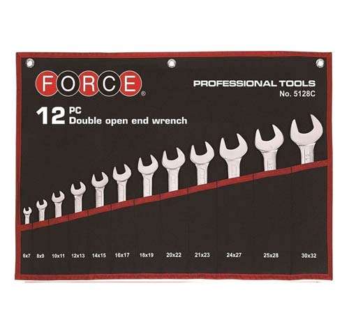 FORCE 12PC DOUBLE OPEN END WRENCH SET 6X7-30X32MM (IN POUCH BAG)  FO5128P
