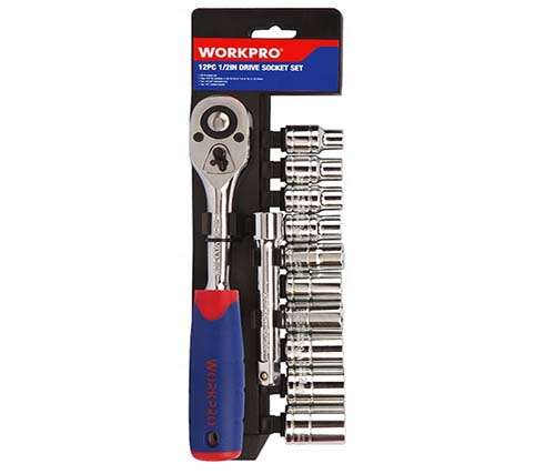 WORKPRO SOCKET SET 1/2 DR. 12 PC SET 10 - 22MM - WOR017