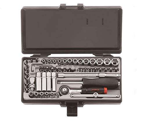 FORCE 1/4 DR 57PC COMBI SOCKET & SOCKET BITS SET 4-14 HEX PH PZ STAR  FO2571