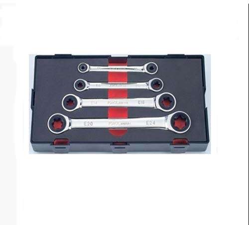 FORCE 4PC STAR DOUBLE GEAR FLAT WRENCH SET E6-E24 BEING WITHDRAWN  FOK50411
